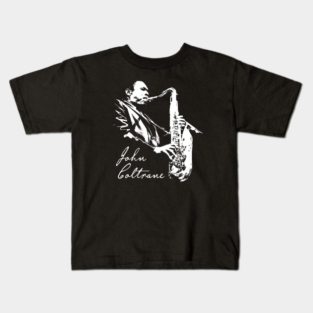 John Coltrane - Vintage Fan Art Kids T-Shirt by C'antTellMeNothing Arts